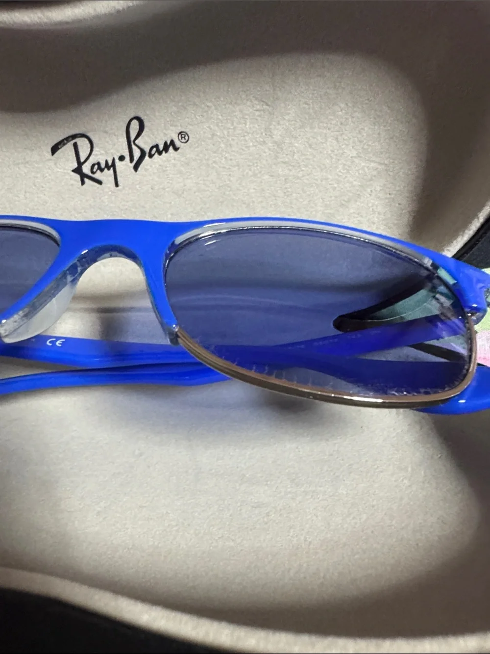 NEW Ray-Ban Blue Semi-Rimless Sunglasses with Blue Lenses